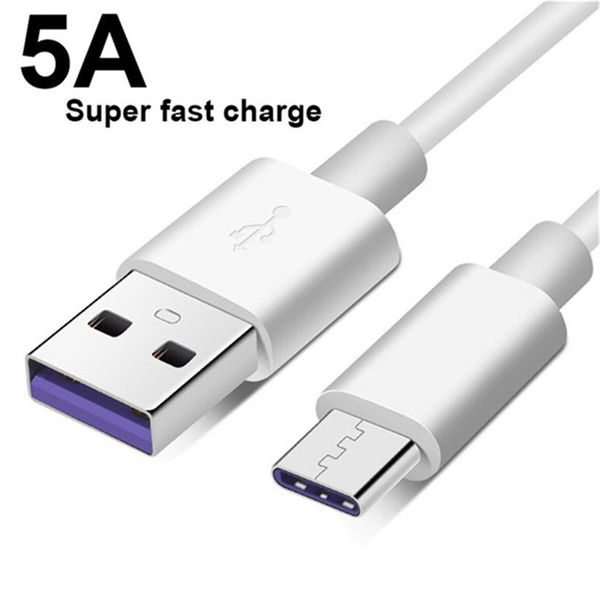 Câbles USB type-c 5A de 1M, 3 pieds, pour chargement ultra rapide, données pour téléphones mobiles Huawei, Samsung, Xiaomi