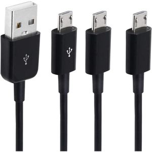 Câble USB 2.0 Type A mâle vers 3 Micro 5 broches mâle, séparateur Y, synchronisation des données et connecteur de Charge, adaptateur pour Android (noir), 1M/3 pieds