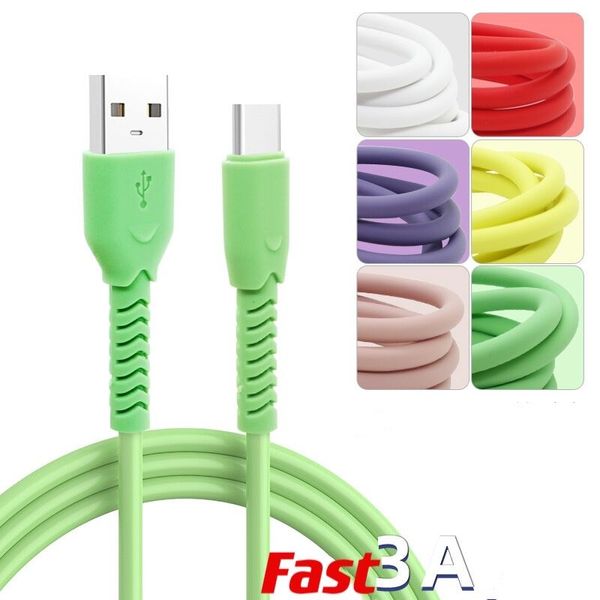 Cables USB de alta velocidad de 1M/3 pies, 3A colores, cargador rápido, Cable de carga Micro tipo C para teléfono Samsung, xiaomi y huawei
