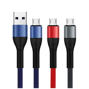 1M 3FT Metal Flat Noodle Micro Tipo c Cables USB 3A cable de carga rápida para samsung s6 s7 edge s8 S10 S20 note 8 htc teléfono android