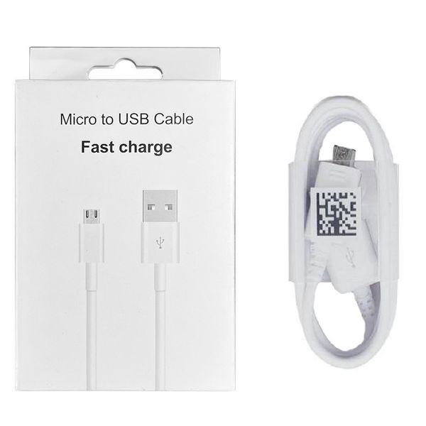 1M 3Ft Micro USB V8 Cables de datos de sincronización Cable de carga Cable de línea de cargador para Samsung Galaxy S6 S7 Edge S3 S4 Note 4 LG HTC NOKIA con paquete de caja al por menor
