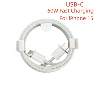 1m 3ft Nylon USB-C PD 60W Câble de charge rapide pour iPhone 15 Samsung S8 S9 Plus Huawei Xiaomi Adaptateur de données Galaxy S20 S10 Note 20 avec boîte