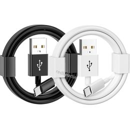 1M 3 pies Blanco Black Tipo C USB C Micro USB Línea de cable del cable del cargador para Samsung Galaxy S20 S10 S23 S24 más nota 20 HTC LG Android Teléfono 15/15PLUS