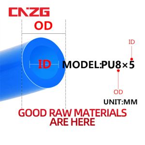 1m / 5m / 10 mètres Pneumatic Tube Air Tobus de tube Tyral 4 mm 6 mm 8 mm 10 mm 12 mm Ligne d'air de tuyau PU pour compresseur 8x5 mm 6x4 12x8