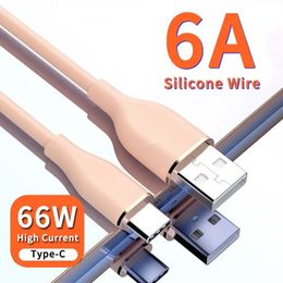 1M 6A 66W Snel Opladen Type-C Datakabel Vloeibare Siliconen USB A naar Type C Kabel voor Huawei Xiaomi Samsung S23 S22 USB Charger