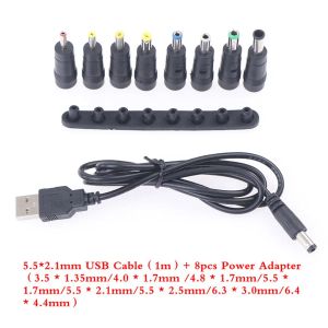 Cordon de charge de câble 1m 8 en 1 Cord d'alimentation du Splitter du moyeu adaptateur d'alimentation DC USB vers la prise cot interchangeable Plugs Connecteur CC