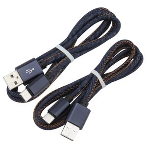 1m denim micro USB -kabels 2a duurzaam snel oplaad type c draad koord voor Android smartphone kabel