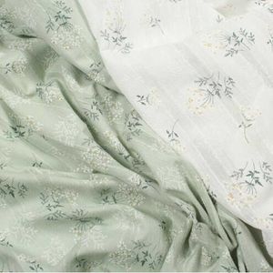 1M Jacquard Weave Cotton Fabric, Small Flower Print Soft Cotton Fabric, Clothing Fabric by the meter, White 210702