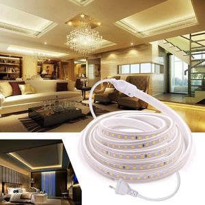 Bande lumineuse LED Flexible, 1M, 220V, SMD2835, 120LED, ruban étanche avec prise interrupteur ue, pour la décoration de la maison