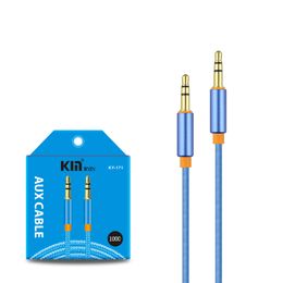 Câble Nylon Jylon Nylon Aux 3,5 mm à 3,5 mm Câble audio mâle à mâle Kabel Gold Plug Car Cord pour Samsung Xiaomi avec emballage