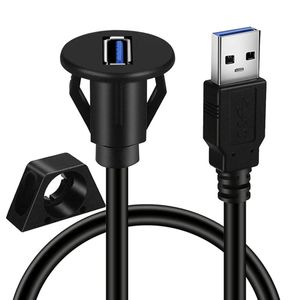 Petit câble d'extension USB 3.0 mâle à femelle de 1M, montage sur panneau encastré, avec boucle, pour voiture, camion, bateau, moto, tableau de bord automobile