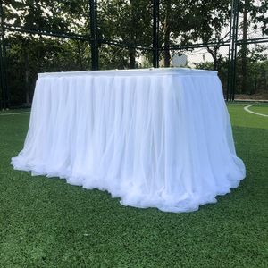 Jupe de Table en Tulle 1M, décoration pour fête de mariage, réception-cadeau pour bébé, Textile de maison, nappes d'anniversaire, fournitures Tutu