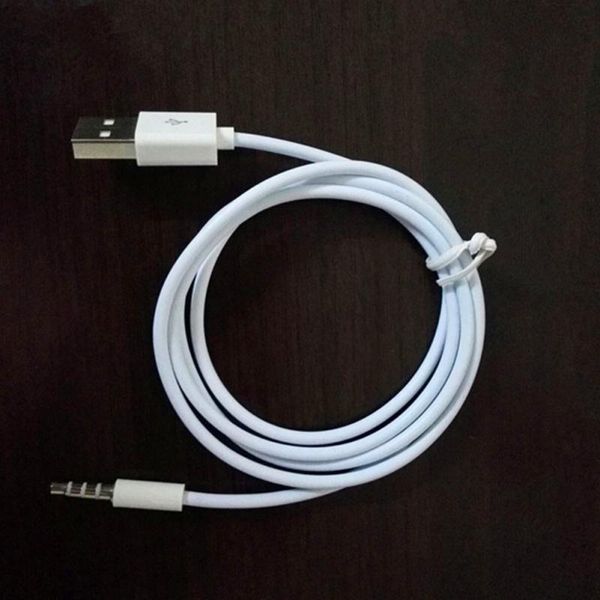 1m Color blanco 2 en 1 Conector de audio AUX de 3,5 mm Jack a USB 2.0 Cable de carga macho Cable adaptador