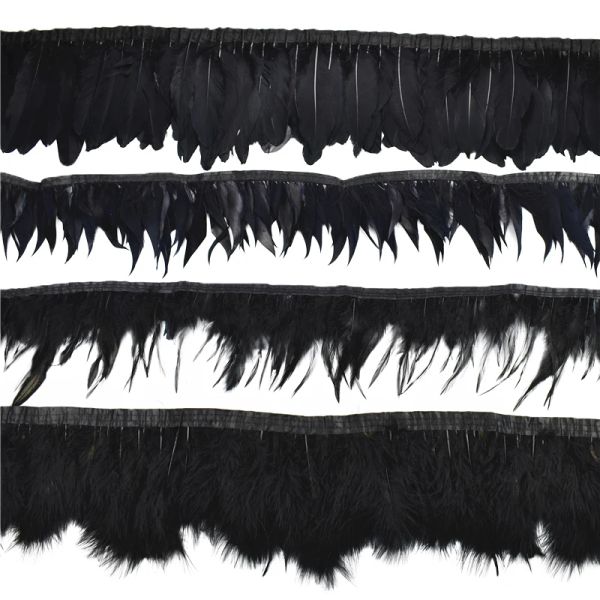 1 mètre blanc noir plumes de faisan pour vêtements de plume trimelle de plumes