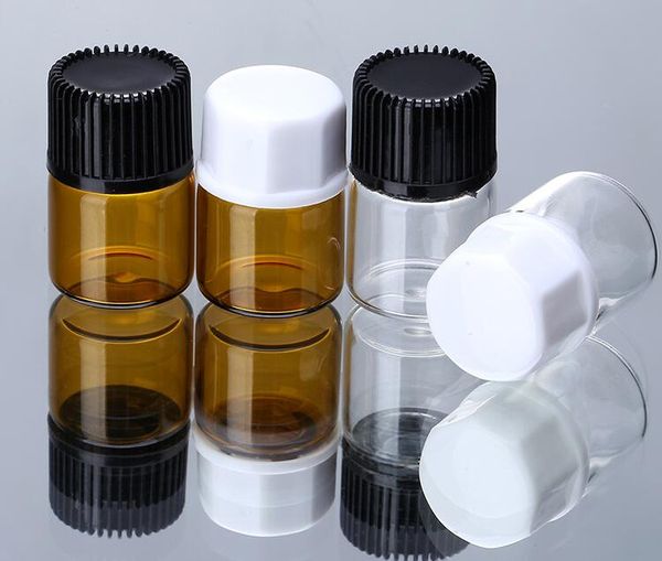 Mini botella de vidrio de perfume de 1ML 1/4 Dram, vial de muestra de 1CC, botella pequeña de aceite esencial