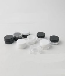 1 ml 1g 1 gramme Échantillon cosmétique Jar Plastique Plastique Pot rond Pot Black Vis Coud Couvercle Petite minuscule bouteille 1G pour les ongles de fard à paupières PO9653351