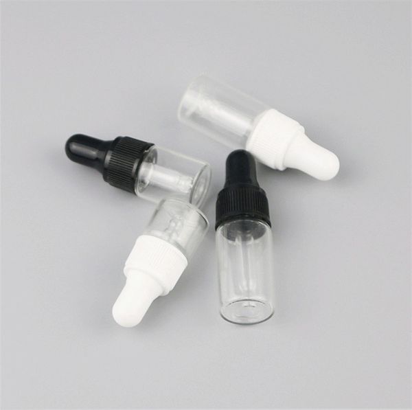 1ml 2ml 3ml 4ml 5ml Frasco cuentagotas de vidrio transparente Suero Aceite esencial Perfume Botellas vacías con para aceites Titulares de ojos Con pipeta de reactivo Contenedor de vial de viaje