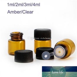 1 ml 2 ml 3 ml 4 ml Drams Amber / Clear Glasflessen met Plastic Deksel Insert Essential Oil Glass Fials Perfume Sample Testfles