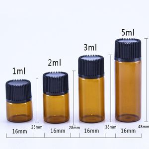 1 ml 2 ml 3 ml 5 ml Amber Druppper Mini Glassfles Essentiële olie Display Flacon Small Serum Parfum Bruin Monster Container RRE14951