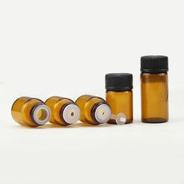 1 ml 3 ml 5 ml ámbar vacío pequeño mini frascos cuentagotas de vidrio aceite esencial perfume mini botella de muestra vacía difusor tubo de ensayo vial 2 ml con tapas Reductores de orificio