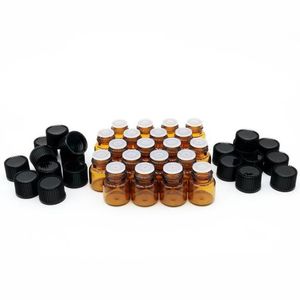 Bouteille d'huile essentielle en verre ambré 1ml 2ml 3ml 5ml, flacons d'huile de parfum, bouteilles de Test d'échantillon avec couvercles, réducteurs d'orifice Tuoge