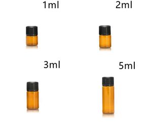 1 ml 2 ml 3 ml 5 ml Mini Amber Glass Essential Oil Fles Orifice Reducer Cap Brwon Glass Fials