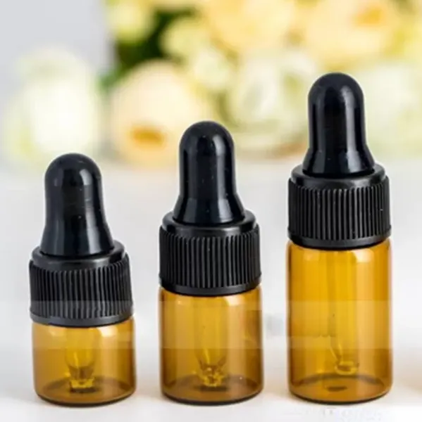 1 ml 2 ml 3 ml 5 ml Mini bouteilles compte-gouttes vides en verre flacons portables bouteille d'huile essentielle d'aromathérapie avec compte-gouttes en verre stock en vrac en vente