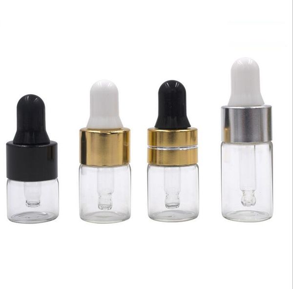 1ml 2ml 3ml cuentagotas ámbar Mini botella de vidrio aceite esencial Vial de exhibición pequeño suero Perfume contenedor de muestra marrón