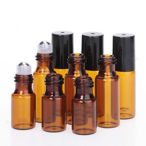 1 ml 2 ml 3 ml Huile Essentielle Verre Rouleau Bouteilles Rechargeable Vide Aromathérapie Parfum Liquide Ambre Verre Rouleau Sur Bouteilles À Vendre