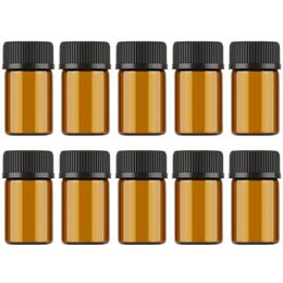 1ml 2ml 3ml Mini reagenti per olio essenziale di vetro ambrato Bottiglia per campioni riutilizzabile Fiale di vetro marrone con tappo171F