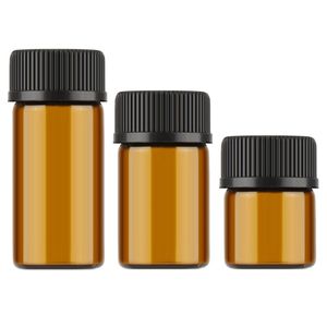 Mini bouteilles d'échantillon rechargeables en verre ambré, 1ml, 2ml, 3ml, réactifs pour huiles essentielles, flacons en verre brun avec Cap254y