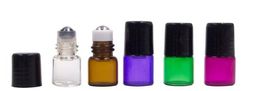 1 ml 2 ml 3 ml mini-rol op glazen fles geur parfum amber bruin dikke glazen flessen etherische olie fles stalen metalen roller bal B813