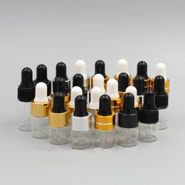 Bouteille d'huile essentielle d'aromathérapie transparente portable de 1 ml 2 ml 3 ml avec compte-gouttes en verre Mini flacon compte-gouttes vide F1904