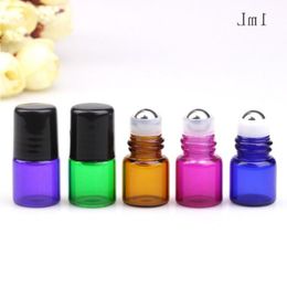 1ml 2ml Mini roll on bouteilles vide huile essentielle rouleau rechargeable parfum déodorant conteneur avec couvercle noir LX3251 Nbmtc