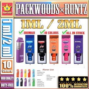 1 ml 2 ml Pod Packwoods x Runtz Runts Runty Packwood stylo vape jetable 380mAh batterie rechargeable stylo vapes vide