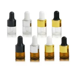 Frasco cuentagotas de vidrio ámbar claro vacío de 1 ML viales de aceite Esstenial de aromaterapia recargables portátiles