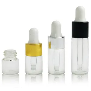 1 ml lege heldere barnsteen glazen pipet druppelaar fles draagbare aromatherapie essentieolie olie flesjes