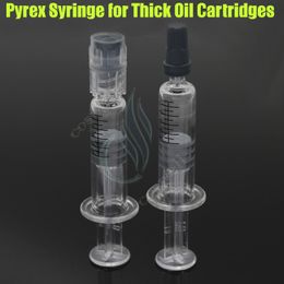 1ML Luer Lock Pyrex Seringue Injecteur de tête en verre pour cartouches d'huile de Co2 épaisses Réservoir Couleur claire BUD touch e cigs cigarettes atomiseurs DHL