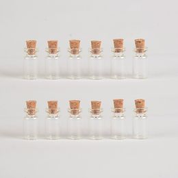 1 ml mini glazen flessen injectieflacons met kurk lege kleine transparante glazen fles potten 13 * 24 * 6mm 100 stks