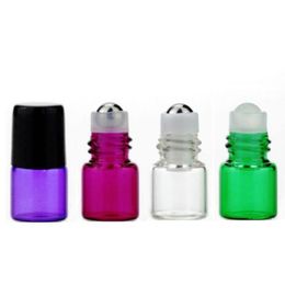 1 ml rol op fles kobalt (1/4 dram) 4 kleuren rollon roestvrij stalen roller ball fles etherische olie vloeistof geur icmal