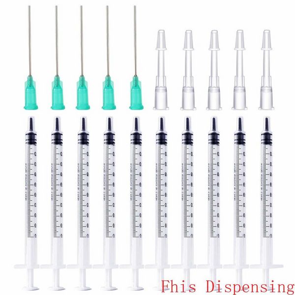 Seringue de 1 ml avec aiguille émoussée de 18 G de 1,5 pouces et aiguille en plastique avec capuchon assorti, paquet de 10