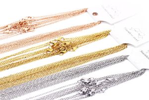 Cadenas de eslabones de acero inoxidable de 1mm y 2mm, plata, oro, rosa, Color dorado, 4560cm, collares DIY para hombres y mujeres, joyería, colgante a granel, 10pc7301599