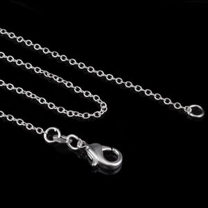 Cadenas de plata de ley 925 de 1 mm, joyería DIY, regalos para mujeres, collares de cadena Rolo con cierres de langosta, sello 925, 16, 18-24 pulgadas