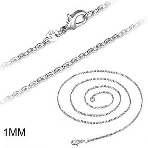 1MM 925 Sterling Silver Plaqué Snake Chain Collier Câble Chaîne 16 18 20 22 24 pouces pour les femmes