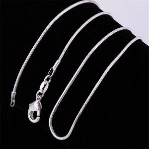 1 MM 925 sterling zilveren gladde slangenkettingen vrouwen Kettingen Sieraden ketting 12828