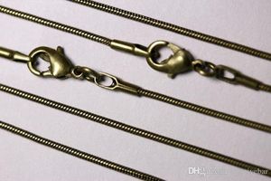 1MM Bronze Antique Lisse Serpent Chaîne Collier Bijoux 16-24 pouces Chaînes En Laiton Antique Mix Taille En Vrac