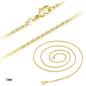 Collar de cadena chapado en oro rosa y oro de 1MM cadena de Cable 16 18 20 22 24 pulgadas para mujer