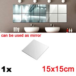 1 mm épaississant 15 cm x 15cm carreaux de miroir acrylique autocollant carré auto-adhésif bâton sur la maison bricolage peut être utilisé comme miroir