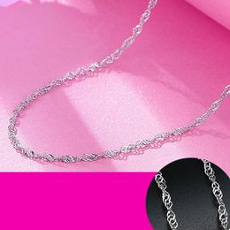 1mm Chaînes Vague D'eau 925 Colliers En Argent Sterling De Mode Bijoux DIY pour Pendentif Femmes Fille Fête Cadeaux De Noël 16 18 Pouces