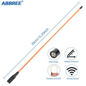 1 o 2pcs Abbree AR-771C SMA Antena masculina 2M/70cm Antena de radio Handheld Dual Band de 15.3 pulgadas Antena para Walkie Talkie